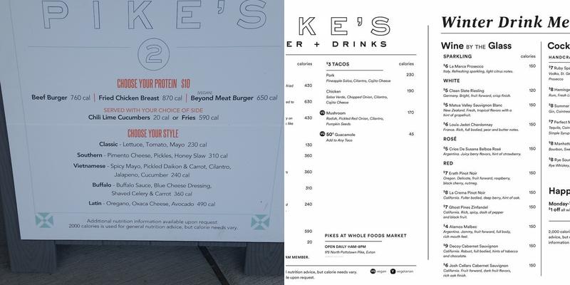 Pike's Dinner & Drinks Menu