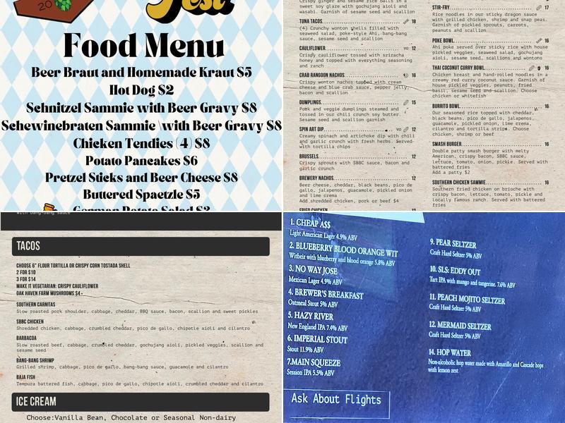 Stone Bridge Brewing Company Menu