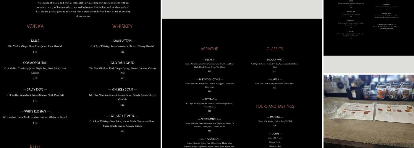 Gate 11 Distillery Menu