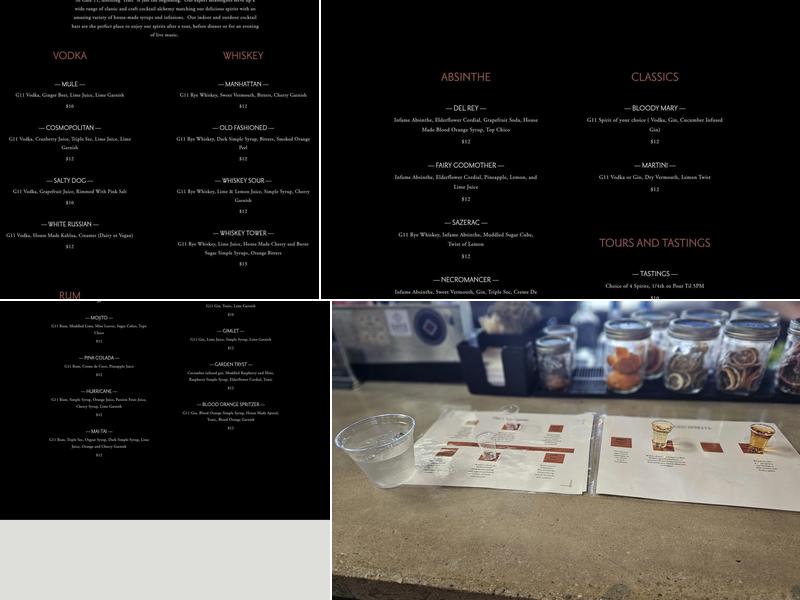 Gate 11 Distillery Menu