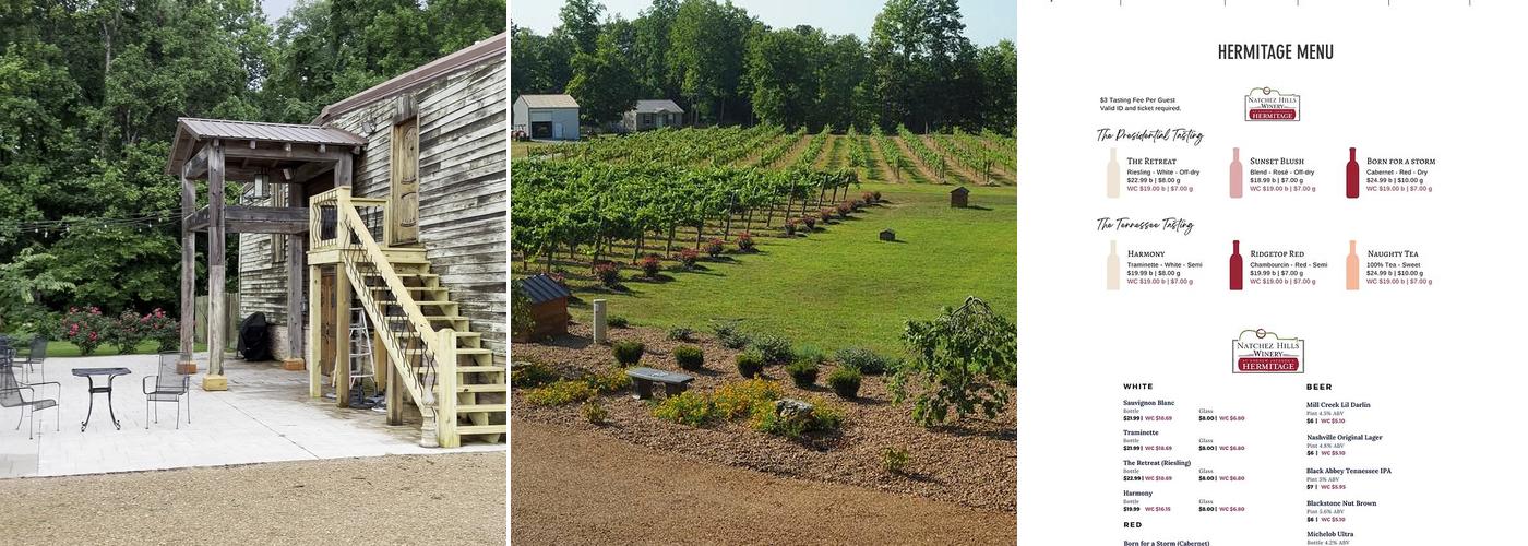 Natchez Hills Vineyard and Winery Menu