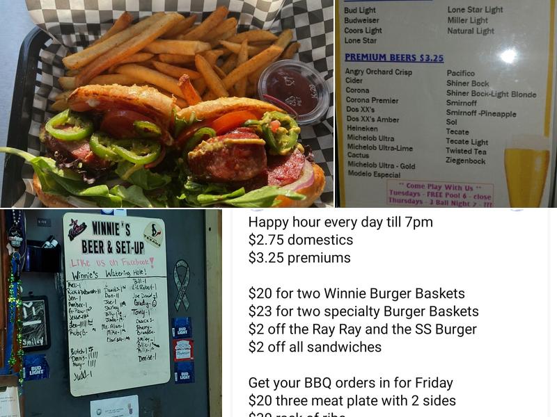 Winnies Watering Hole Menu