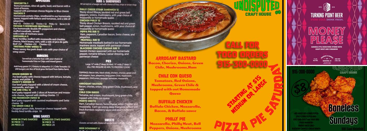 Undisputed Craft House Menu