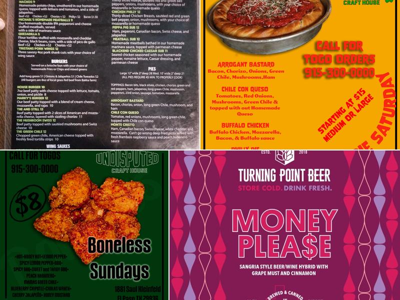 Undisputed Craft House Menu