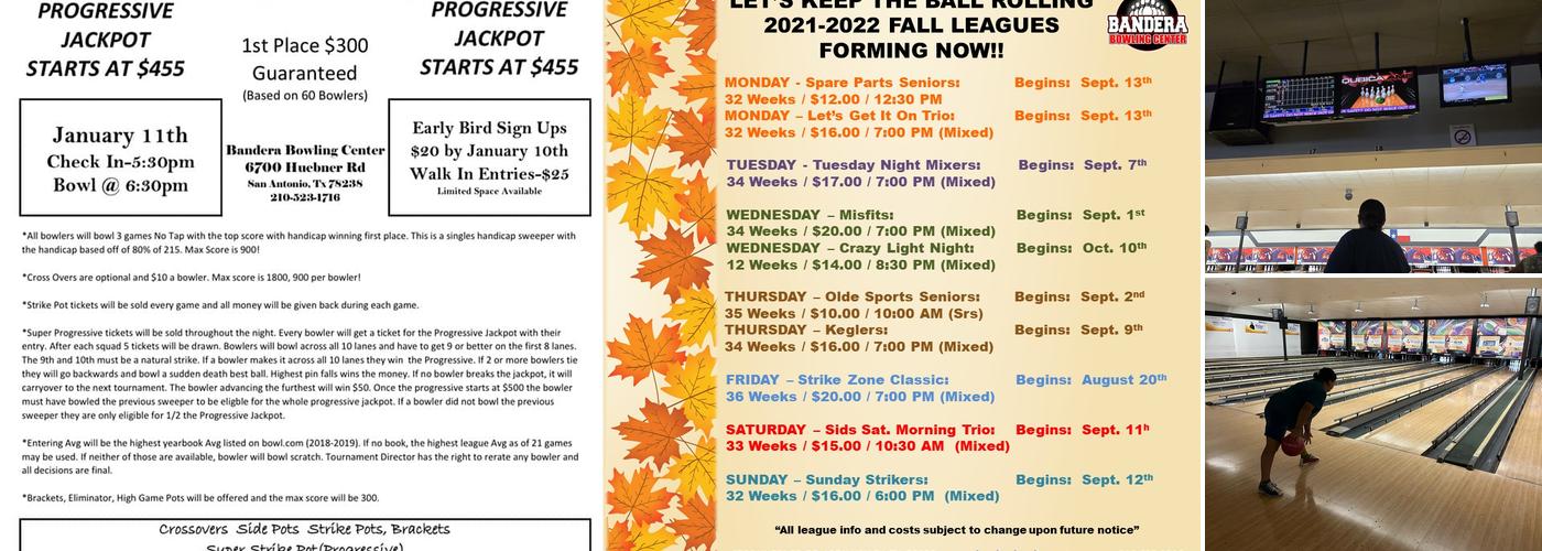 Bandera Bowling Center Menu