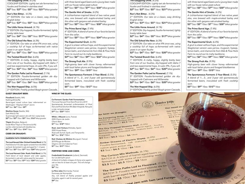 Garden Path Fermentation Menu