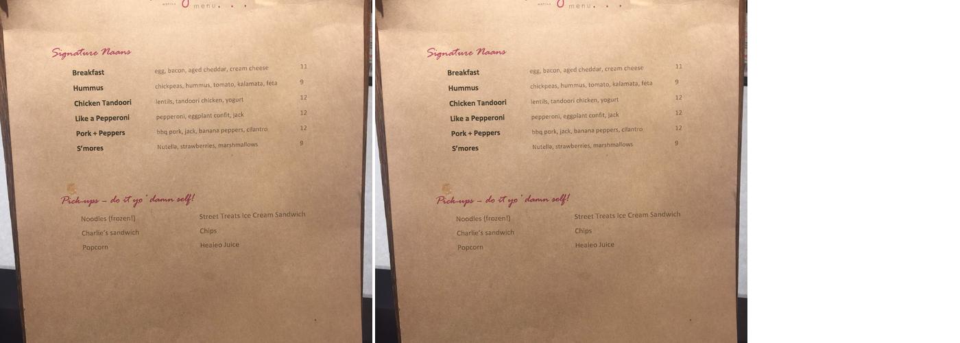 Bar Moxy Menu
