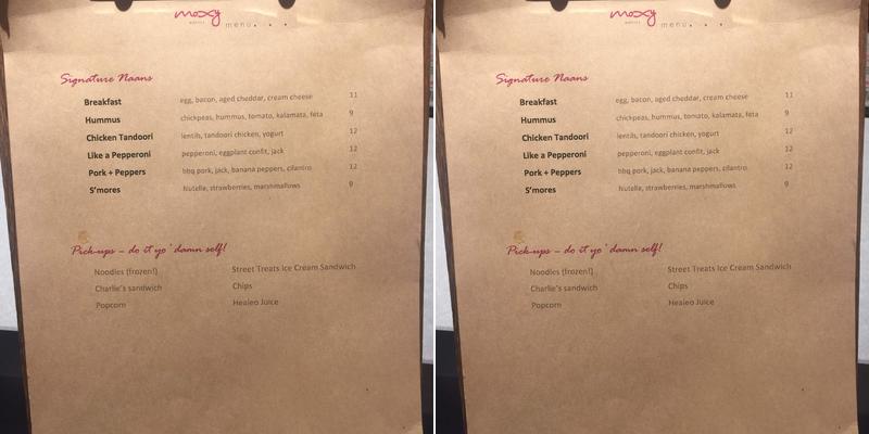 Bar Moxy Menu