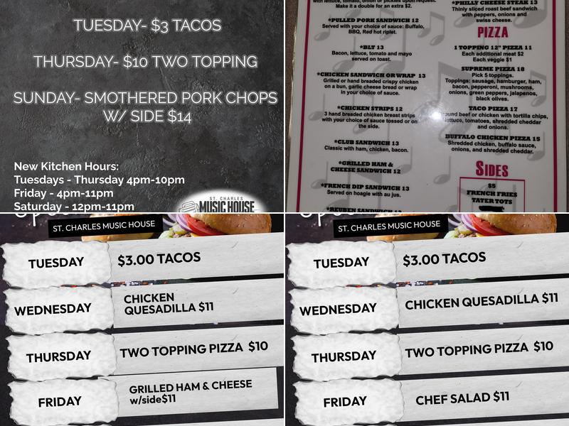 St. Charles Music House Menu