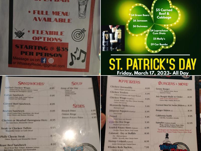 Whiskey Reds Sports Bar & Grill Menu