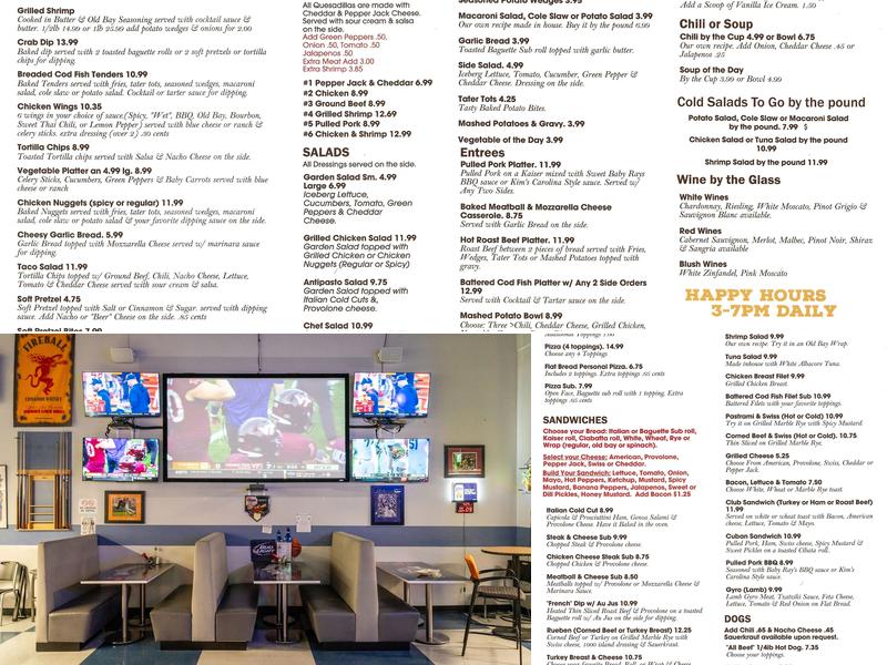 Triple Nines Bar and Billiards Menu