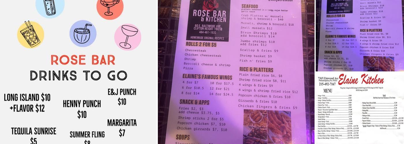 Rose Bar & Kitchen Menu