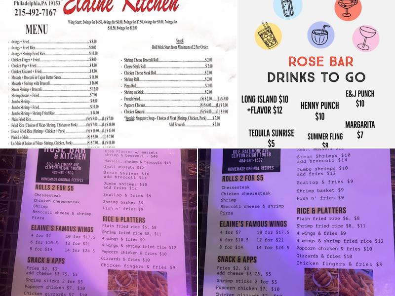 Rose Bar & Kitchen Menu