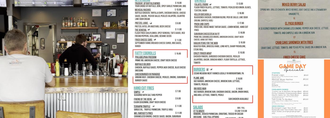 Suburban Brewing Co. Menu