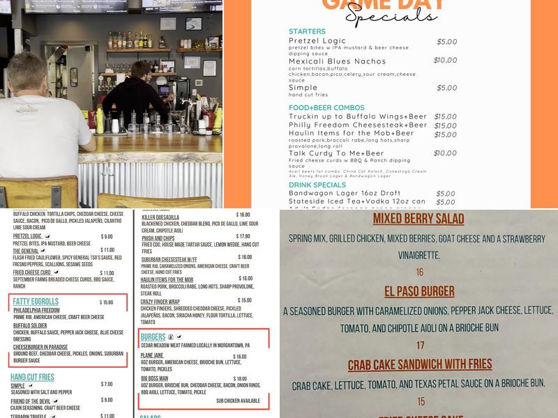 Suburban Brewing Co. Menu