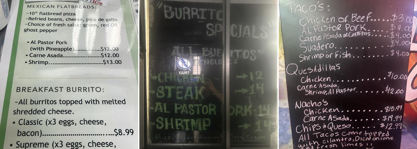 Tiny Tap Tavern Menu