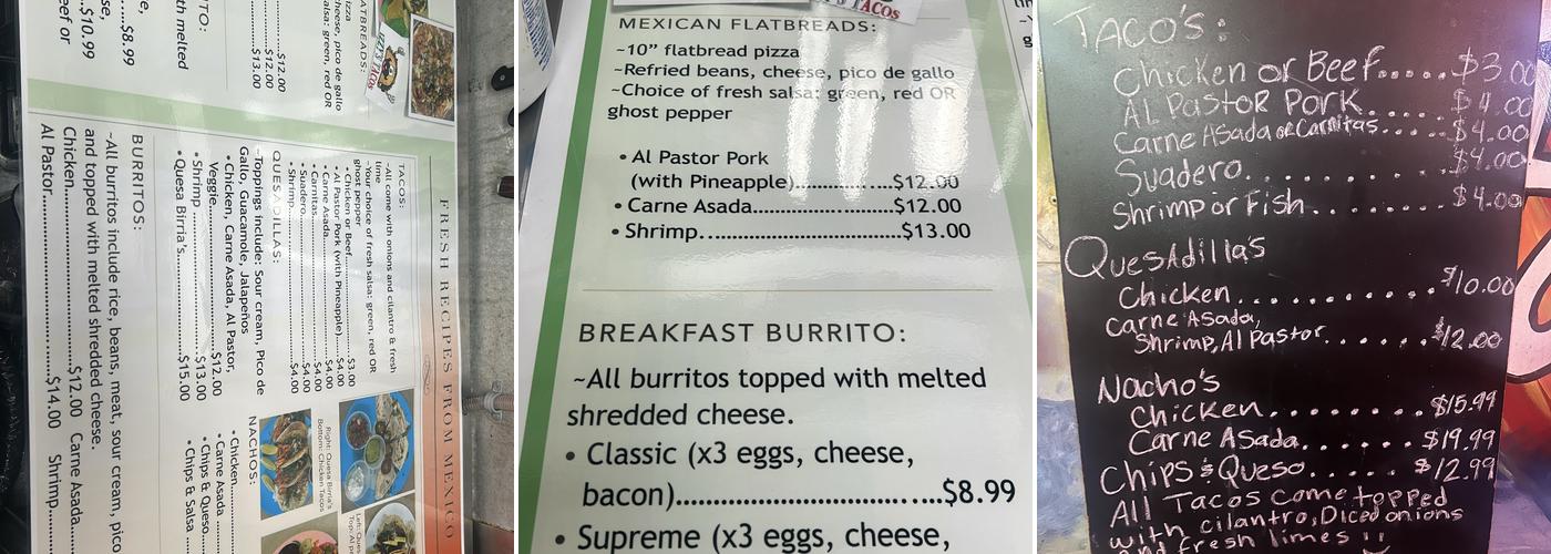 Tiny Tap Tavern Menu