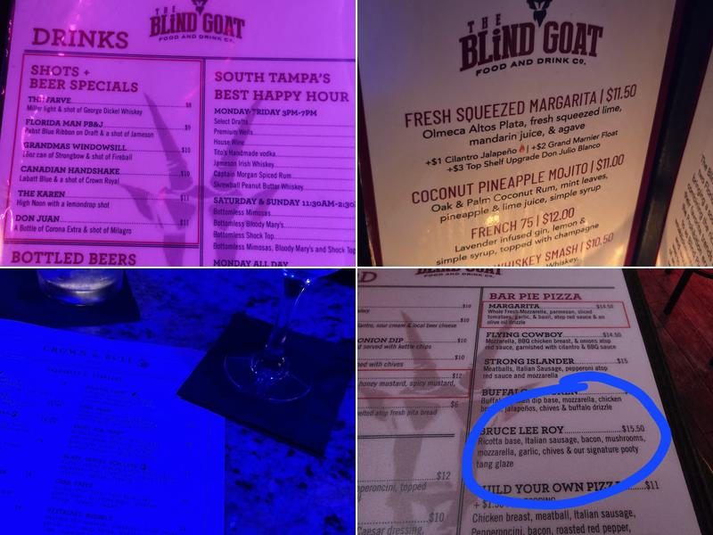 Blind Goat Tampa Menu