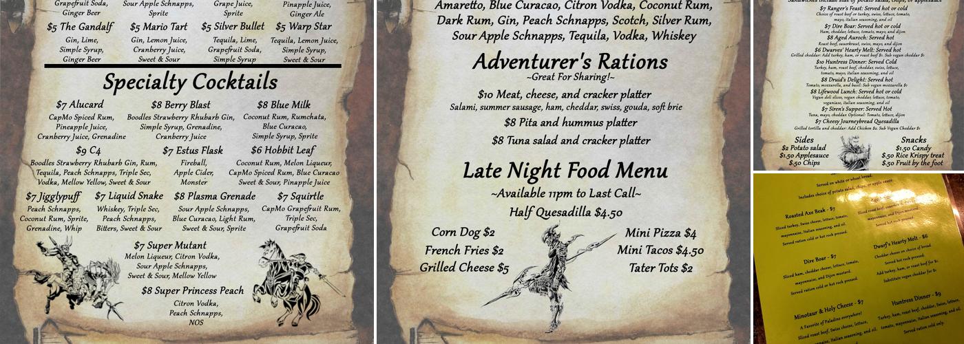 Game & Grog Menu
