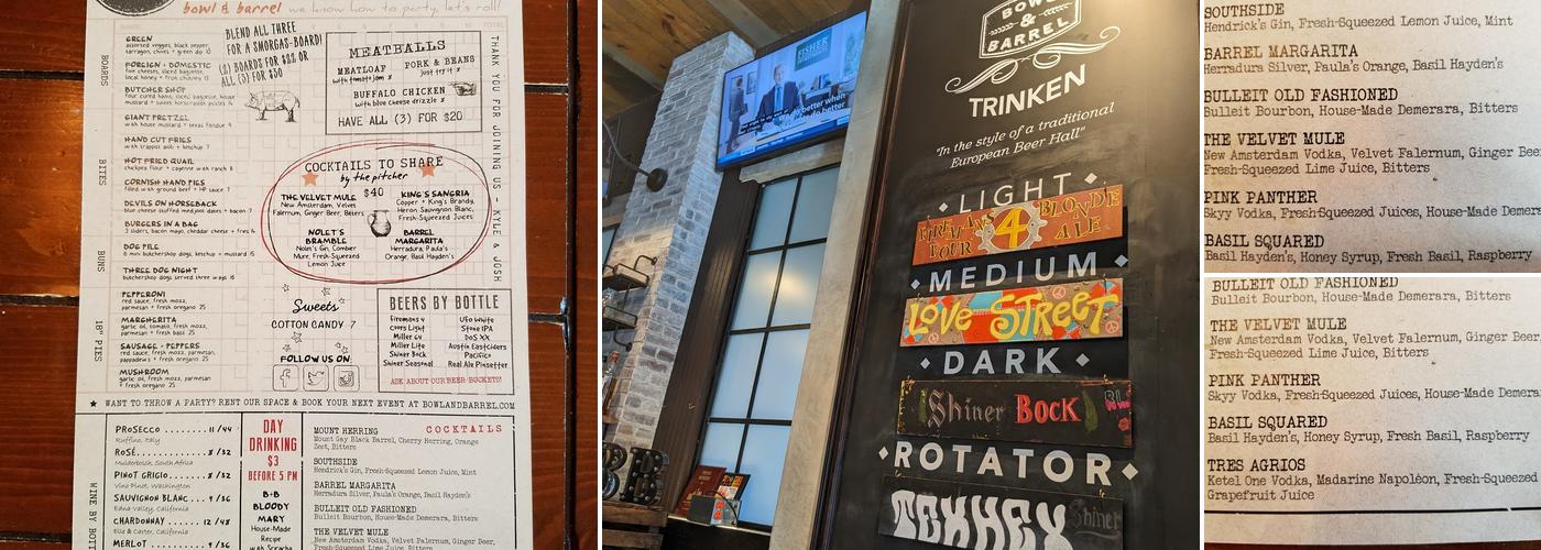 Bowl & Barrel Menu
