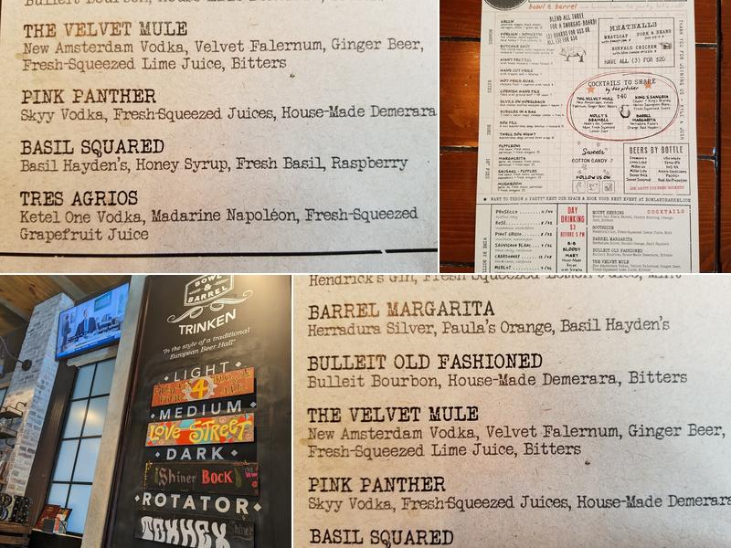 Bowl & Barrel Menu
