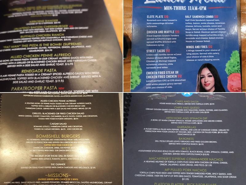 Bombshells Restaurant & Bar Menu