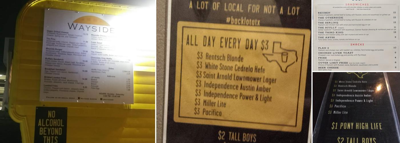 Back Lot Menu