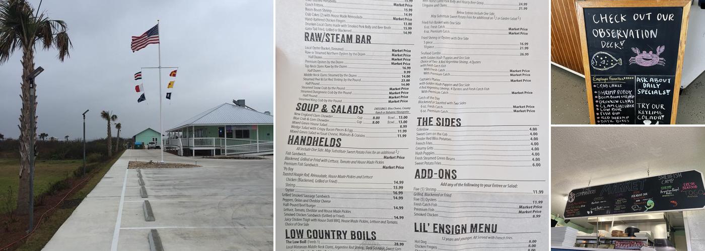 The Commander's Shellfish Camp Menu