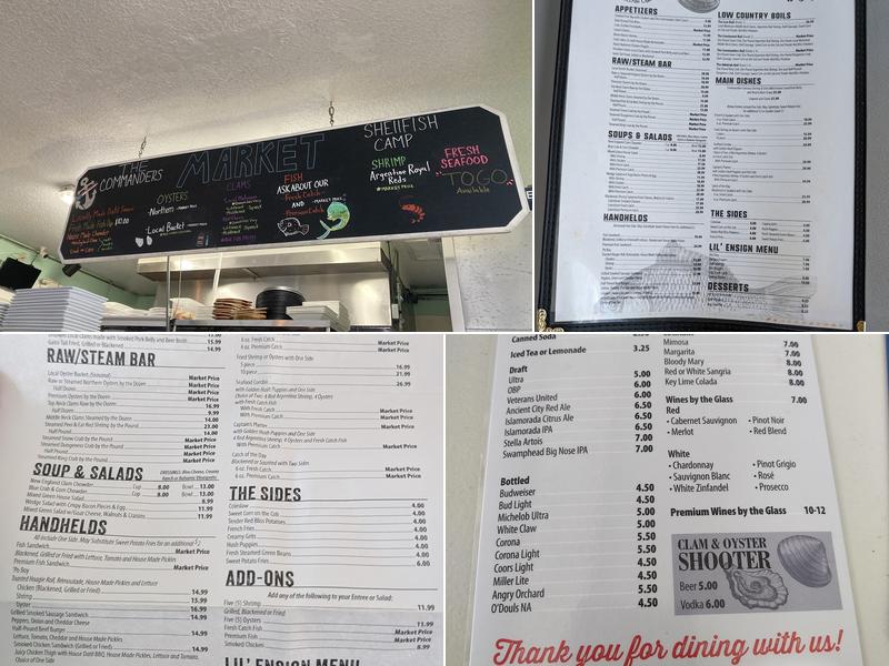The Commander's Shellfish Camp Menu