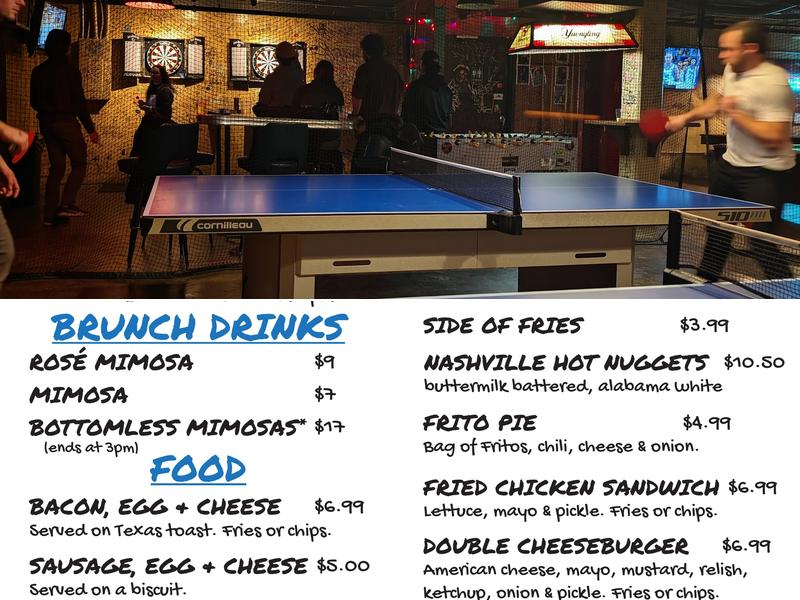 Melrose Billiard Parlor Menu