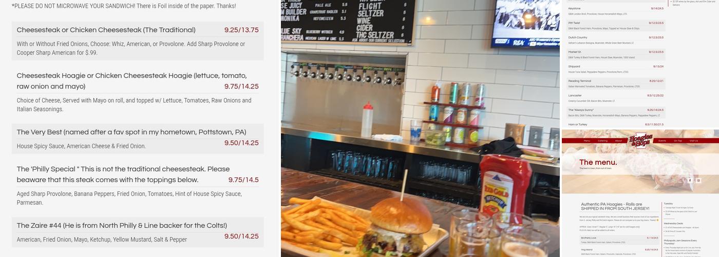 Chilly Water Tap Room Menu