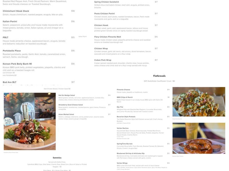 Vortex Bottle Shop Menu