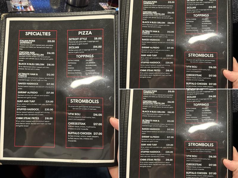 VFW Menu