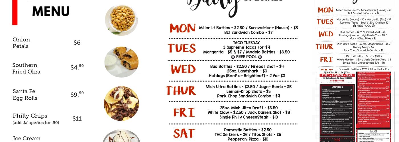 Throwback Thursdays Sports Bar & Grill Menu