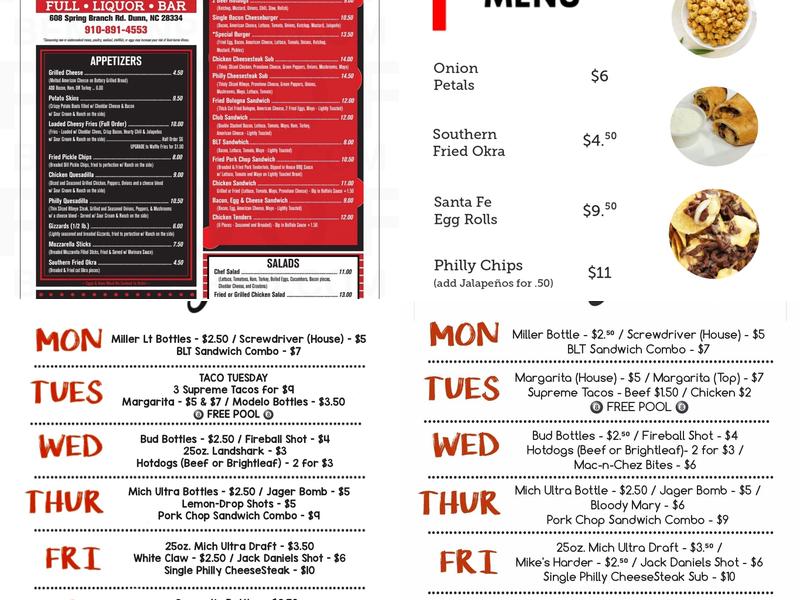 Throwback Thursdays Sports Bar & Grill Menu