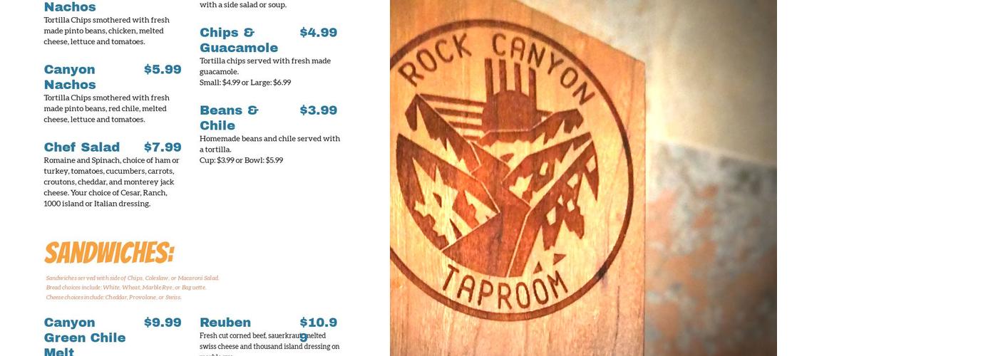 Rock Canyon Cider Menu