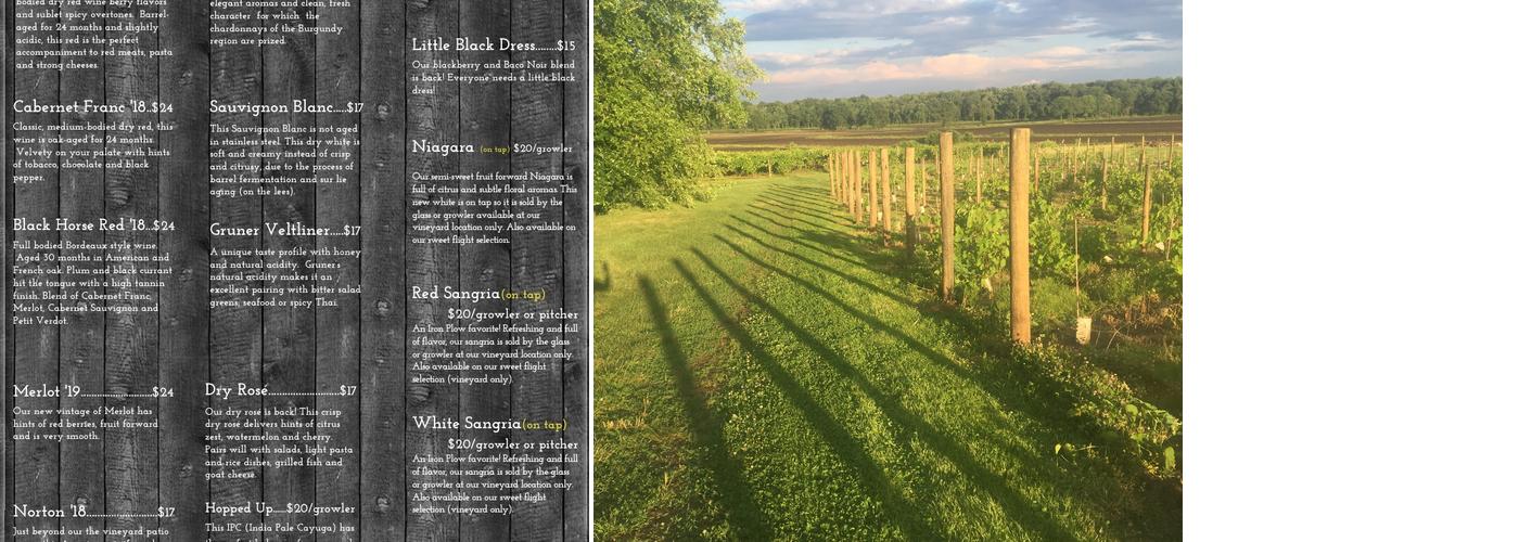 Iron Plow Vineyards Menu