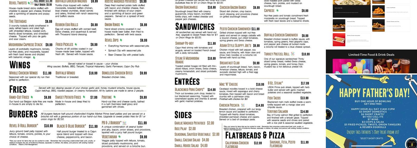 Revel and Roll Menu