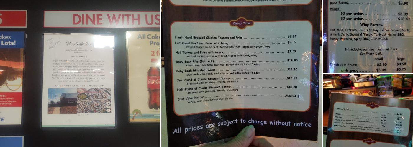 Angle Inn Menu