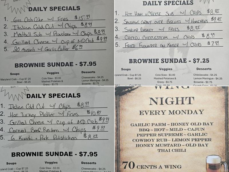 Raven Inn Menu