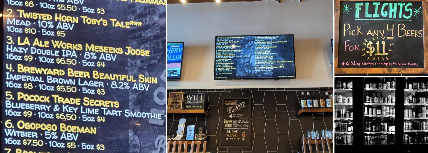 Hop Merchants Bottle Shop and Taproom Menu