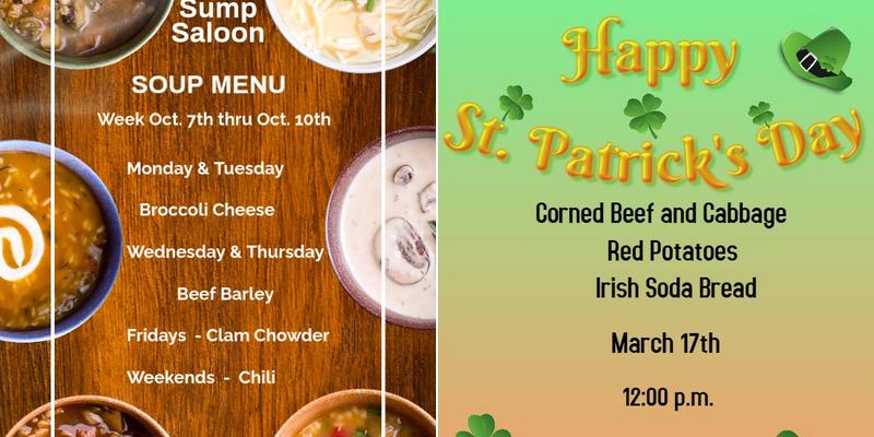 Ruby Hotel & Sump Saloon Menu