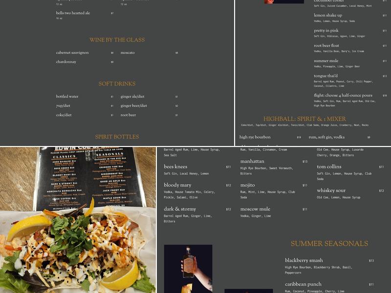 Edwin Coe Spirits Menu