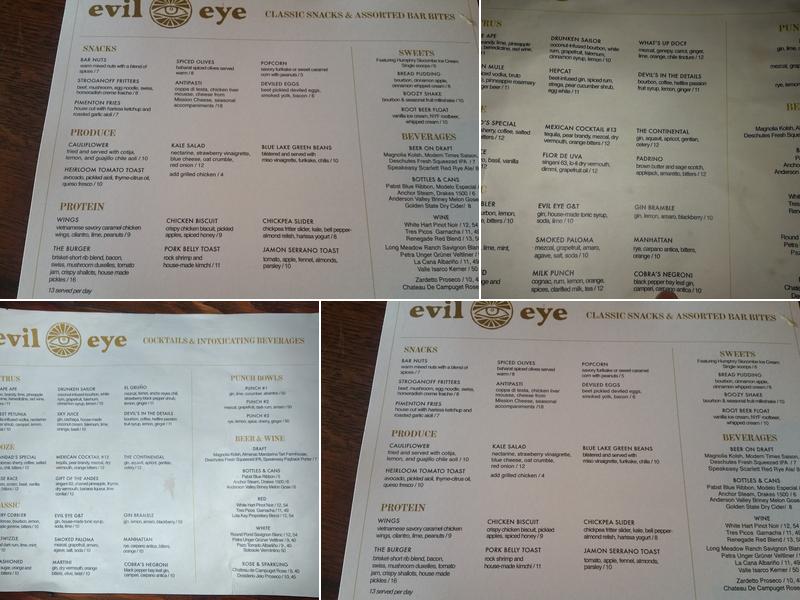Evil Eye Menu