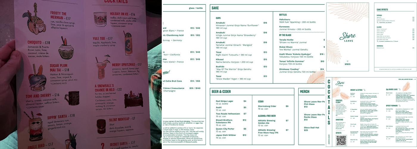 Shore Leave Menu