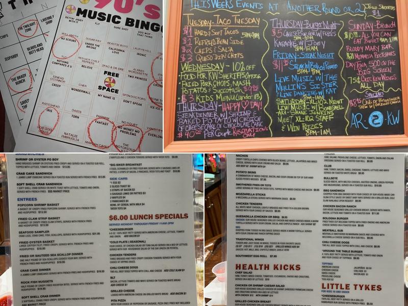 Another Round or 2 Bar and Grill Menu