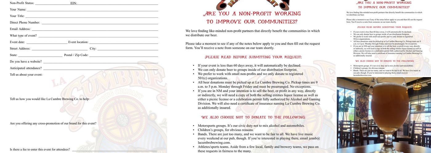 La Cumbre Brewing Co. Westside Menu