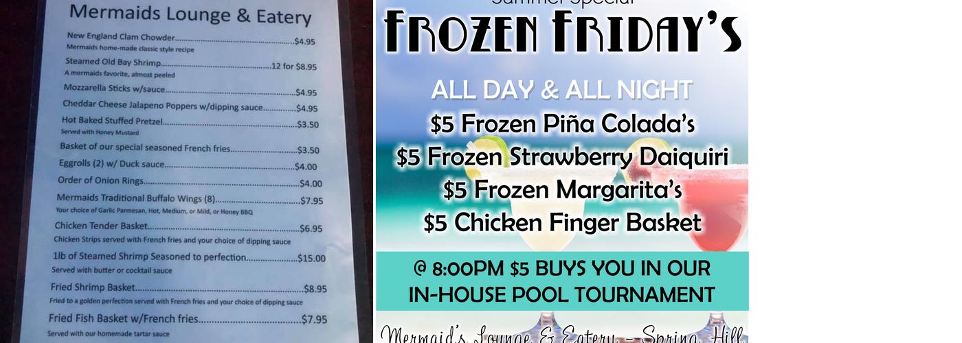 Mermaids Lounge & Eatery Menu