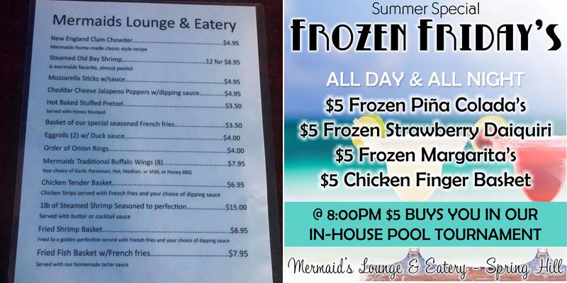 Mermaids Lounge & Eatery Menu