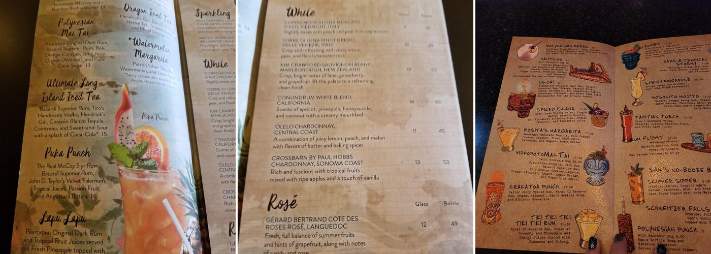Tambu Lounge Menu